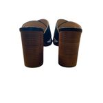 Cole Haan Grand Gabby Sandal Stacked Heel Shoes Black Leather wood slip on heel Photo 3