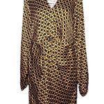 Mink Pink LARGE Gold Patterned Front Bunch Snap V Neck Valentina Mini Dress Photo 0
