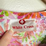 White Cross Colorful Floral Scrub Top No Size Tag (Small?) Nurse Medical Vet Pink Photo 1