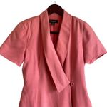 Vintage Gillian Women Silk Shift Wrap Dress 2 Coral Oversized Collar Career‎ Orange Photo 11