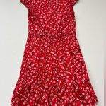 J. Crew Mercantile Red Floral V Neck Faux Wrap Dress Photo 2