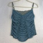 Y2K Vintage S Small Babydoll Camisole Top Ruched Lace Tank Bella Swan Coquette Blue Photo 1