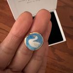 Free People  Gold Ring with Blue and White Swan Design Photo 1