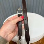 Vintage Brown Leather Silver Concho Chain Belt Western Boho Style 37” Length Photo 7