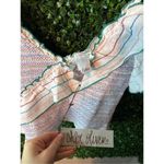 Chloe Oliver  Cotton Cropped Smocked Ruffle Stripe Preppy Dreamy 90s Tank Top Sz Photo 1