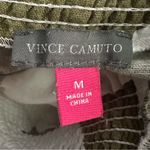Vince Camuto  Olive Green & White Linen Blend Blouse Size Medium Photo 2