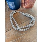 Monet Silvertone Filigree Metal Bead Double Strand Choker Necklace Adjustable Silver Photo 1