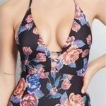 Modcloth Floral One-Piece Halter Swimsuit Coastal Pinup Chic Plus Size 1X Photo 0