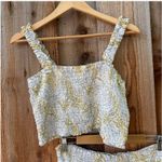 Paper Crane  White Gray and Yellow Two Piece Crop Top Wide Leg Set Size M Photo 1
