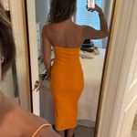 ZARA Bold Orange Spaghetti Strap Midi Dress Photo 1