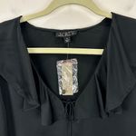 J.Crew Goldie Top Satin Viscose Ruffle Collar Long Sleeve Black Medium NWT Photo 3