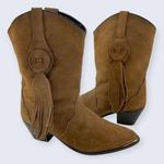 Oak Tree Farms  Brown Nubuck Leather Tassel Western 2" Block Heel Boot 6.5 Photo 0