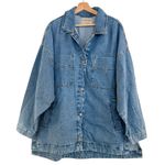 Free People Madison City Oversized Denim Jacket Medium Blue Wash Size XL NEW Photo 5