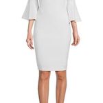 Calvin Klein 3/4 Bell Sleeve Boat Neck Sheath Dress Photo 3