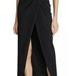 Halston Heritage Halston Celeste Pleated One Shoulder Gown Black Maxi Sleeveless Slit Zip 12 New Photo 0