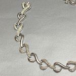 925 Sterling Silver Real Diamond Abstract Link Bracelet 7 1/2" Photo 3