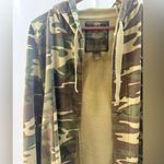 Lucky Brand Jacket Womens XS Green Camo Hooded Long Sleeve Open Tie Cardigan Photo 1