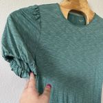 Garnet Hill Organic-Cotton & Tencel Ruffle Detail Dress Small Green Puff Sleeve Photo 2