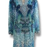Chico's Chico’s Size 4 (XXL) Blue Embellished Pullover Tunic - Swim Cover up - Vacation Photo 1