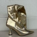 Franco Sarto  sz8 Alta vintage nostalgic gold heeled boots calf sexy pointed toe Photo 1