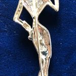 Vintage Gold Tone Woman In Heels Wearing Hat Suit Pin Brooch 3" Photo 3