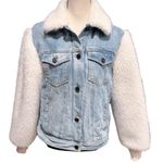 Rebecca Taylor LA VIE DENIM & FAUX FUR JACKET - LIGHT DENIM Size M Photo 1