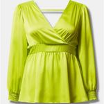 Torrid NWT Plus 0 0X XL Open Back Satin Lime Babydoll Top Blouse Shirt NWT Photo 5