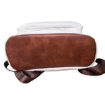 Convertible Backpack Shoulder Bag Satchel Purse White Brown Vegan Leather Photo 4