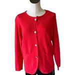 NWT Marled Relax Fit Gold Button Pocket Cardigan In Color Flame Scarlet Red Photo 0