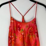 Vtg Y2K Silk Mini Dress Tropical Floral Hawaiian Sz Small Orange Red Photo 2