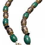 Jade Necklace Dark Green Choker Necklace Hand Vintage Sterling Silver Clasp Lock Photo 8