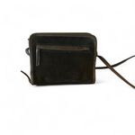 Vintage Black suede crossbody purse with leather trim Photo 1
