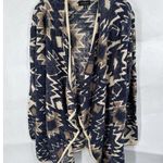 Lucky Brand Cardigan Women Medium Cream Aztec South Western Drape Front Open Photo 0