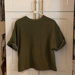 Madewell Sweatshirt Tee olive green cuffed sleeve Fall loungewear streetwear Photo 3