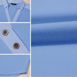 Dokotoo Women‘s Casual Short Sleeve 1/4 Button Solid Collar Neck Pullover Top Blue Size L Photo 3