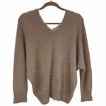 She & Sky V-Neck Fuzzy Knit Sweater Top Photo 3