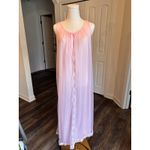 Vintage Pink Chiffon Lace Long Nightgown Sheer Barbie Cottage Large 60's Photo 3