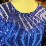 5 XL sparkling bling blue dress lined long sleeve laced knee Photo 1