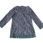 French Curve Navy Blue & White Print Coverup Tunic with Green Border Size Small Photo 1