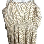 Ann Taylor  Women's S Petite High Neck Blouson Midi Dress Beige Tan Zebra Print‎ Photo 3