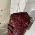 Bottega Veneta  Red Intrecciato Woven Leather Makeup Case Photo 2