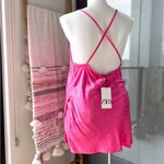 ZARA  Barbie Pink Jacquard Animal Print Sleeveless Satin Mini Dress Women’s Large Photo 3