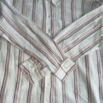 Gap Linen Shirt Women Med Pink Gray Stripe Button LSleeve Linen Blend NWT Photo 4