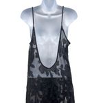 Vintage L.A. Intimates Sheer Floral Asymmetrical Midi Slip Dress Open Back Black Size L Photo 5