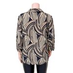 East 5th Women’s Brown Leaves Linen Blend ¾ Sleeve Button Front Shirt Size 1X Photo 2