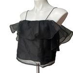 Free Press  Black Tulle Flouncy Crop Top, Sz M Photo 3