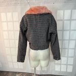 Urban Outfitters  Colette houndstooth pink fur collar jacket size small Photo 7