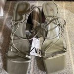 ZARA Pastel Green Square Toe’d Heels Photo 0