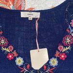 Entro  medium women’s shirt sleeve blue v neck floral embroidered baby doll dress Photo 6