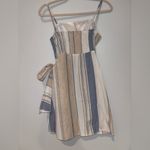 L'ATISTE  Summery Tan and Blue Striped Wrap Top Photo 3